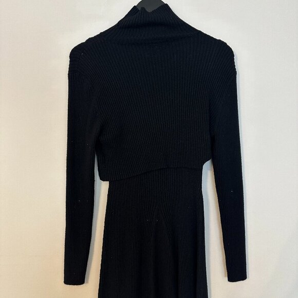 STITCHDROP 2-fer Mock Neck Sweater Dress in Black Size Large - Picture 7 of 7